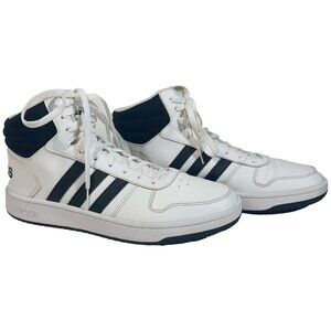 Adidas Men's Hoops 2.0 Mid BB7208 White Black Basketball Shoes Lace Up Size 11